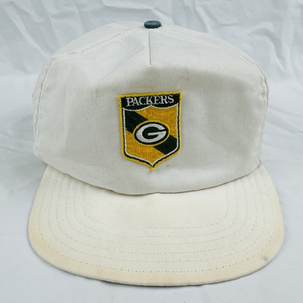 Vintage 80s Green Bay Packers NFL Pro Shop Hat Leather Strapback USA Made